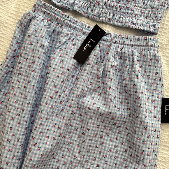 NWT Lulu’s Delightful Blue Gingham Two-Piece Midi Dress - Sz Small - Picture 7 of 12